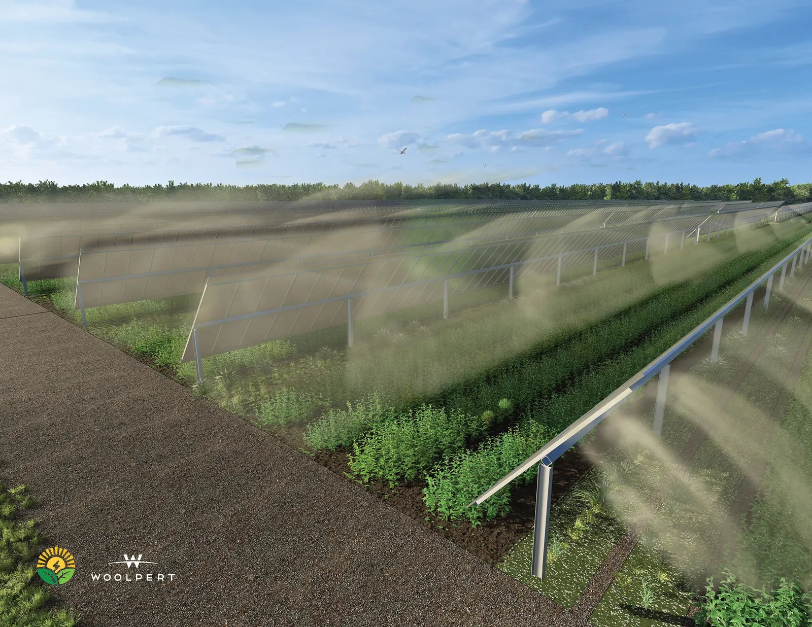 Solargation solar infrastructure over agricultural land