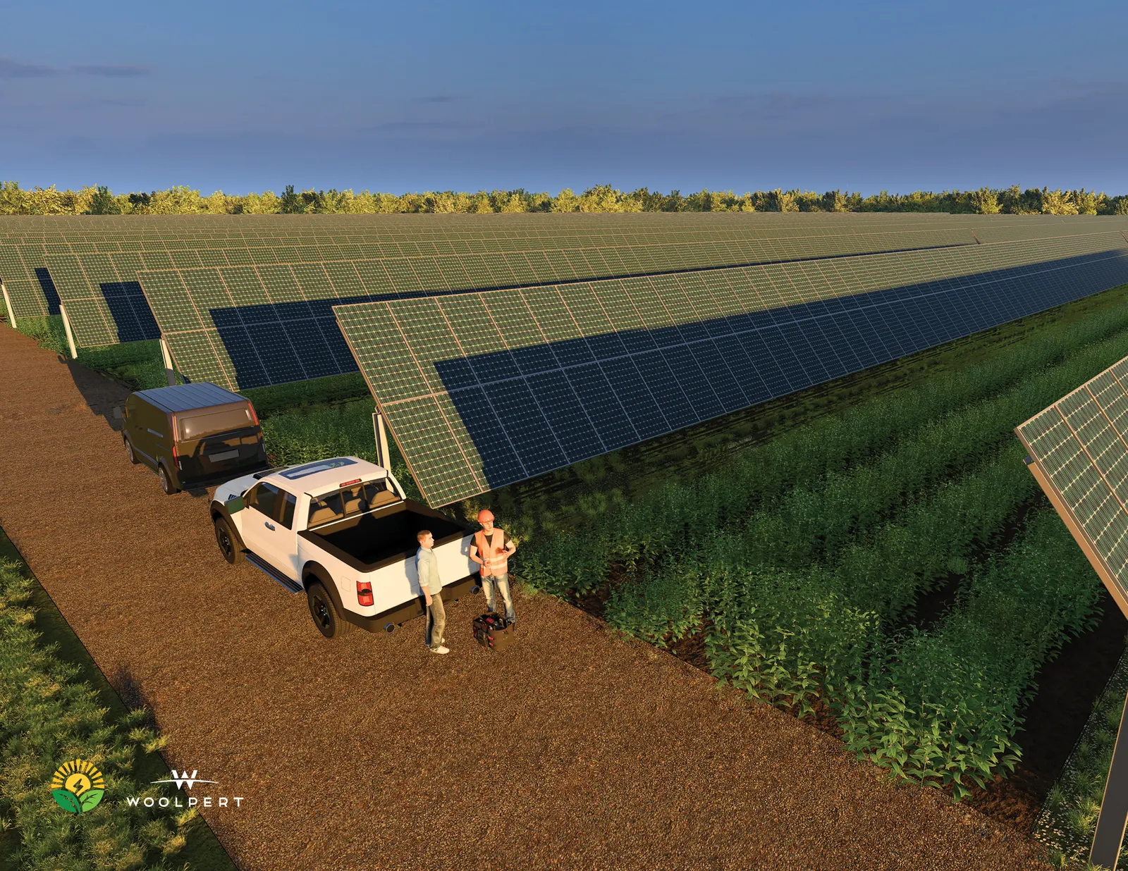 Solargation solar arrays over agricultural fields